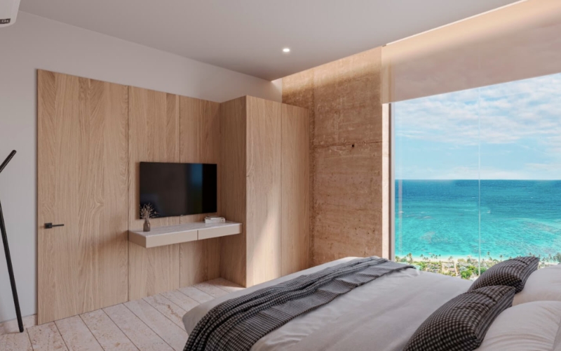 Beachfront condominium furnished with Jacuzzi, pre-construction, for sale in Puerto Morelos.