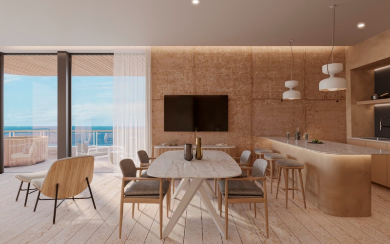 Apartamento frente el mar con Jacuzzi, amueblado, pre-construcci&oacute;n,  Venta en Puerto Morelos.