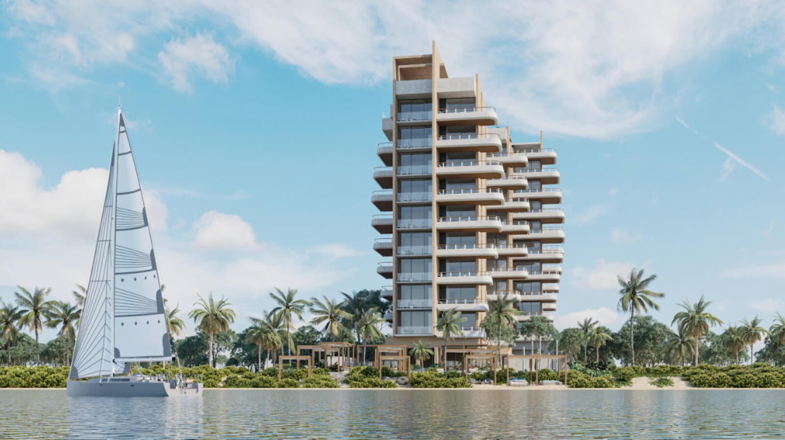 Beachfront apartment with Jacuzzi, furnished, pre-construction, for sale in Puerto Morelos.