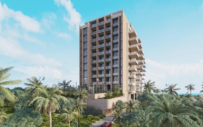 Furnished beachfront condo with private Jacuzzi, pre-construction, for sale in Puerto Morelos.