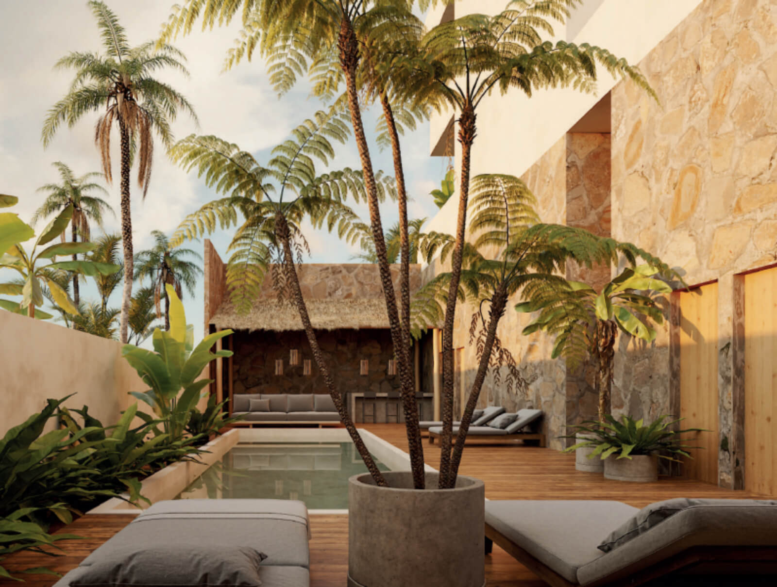 Apartment with terrace and pool in pre-construction, fifth avenue, sale, Huatulco