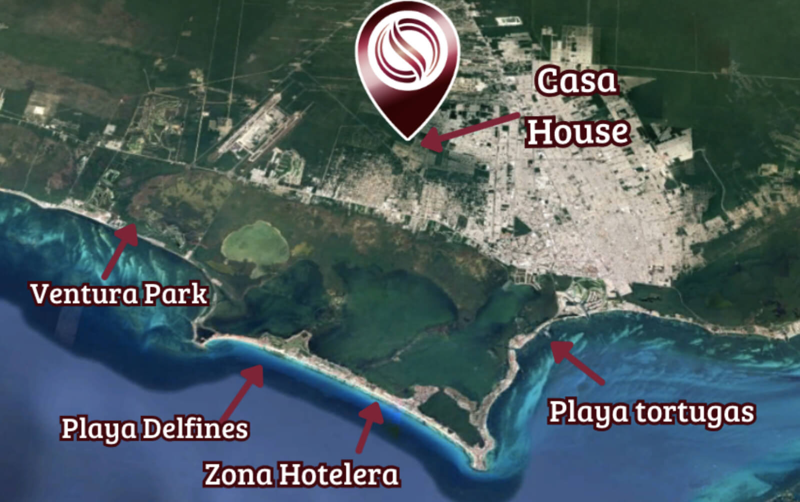 House with private pool, double height, marble floors, for sale in Residencial Rio, Cancun