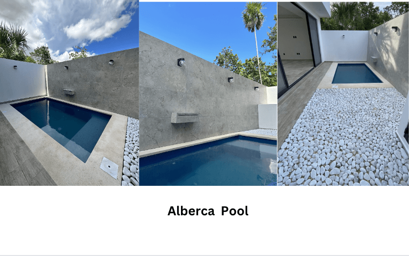 House with private pool, double height, marble floors, for sale in Residencial Rio, Cancun