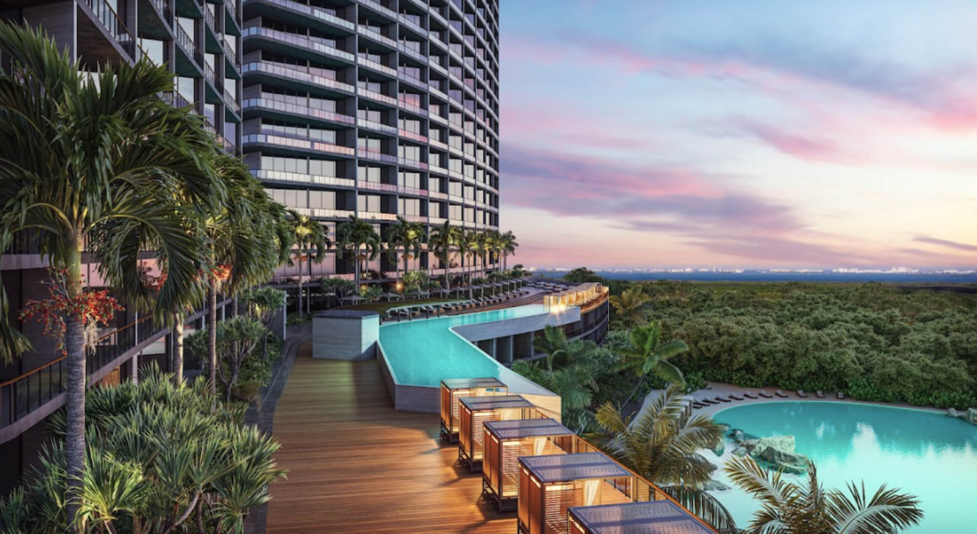 Condo with 100 m2 garden,  infinity pool, pet spa, cowork, gym, pre-construction, on Nader Avenue, Cancun, for sale.