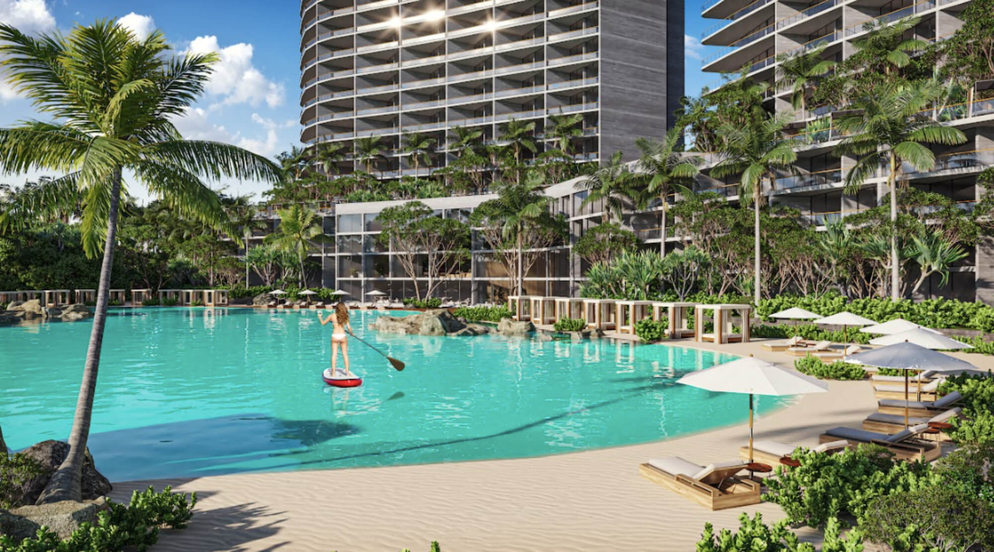 Condo with 100 m2 garden,  infinity pool, pet spa, cowork, gym, pre-construction, on Nader Avenue, Cancun, for sale.