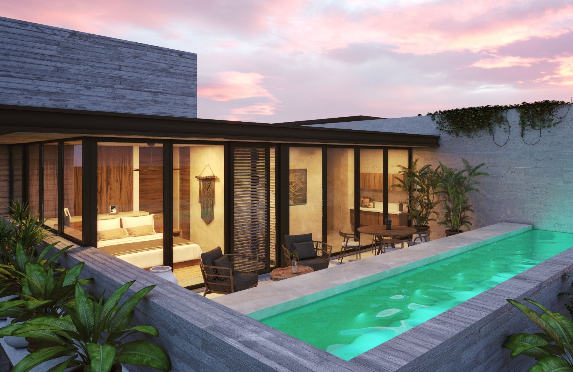 Apartment with private pool, beach access, beach club, for sale, Tankah, Tulum.