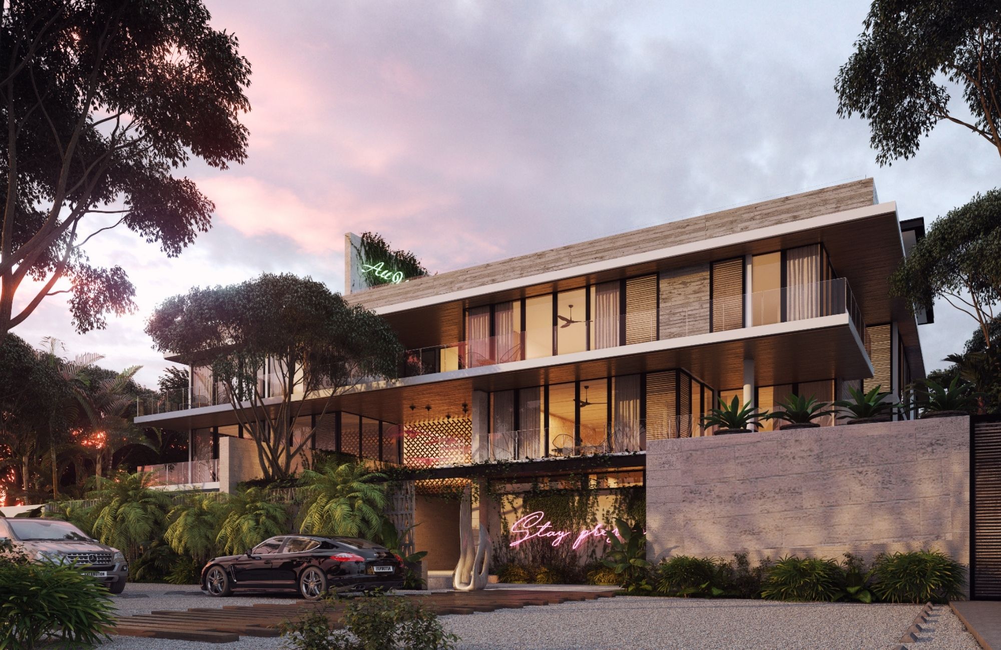 Penthouse with private pool, avant garde design unique development inspired by art for sale in Tulum.