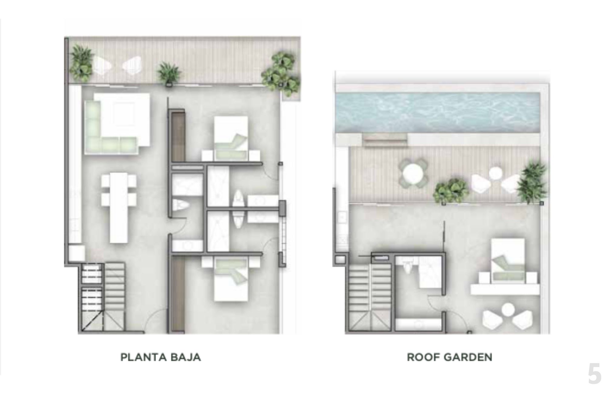 Penthouse with private pool, common areas surrounded by nature, near the beach, in Tulum, for sale.