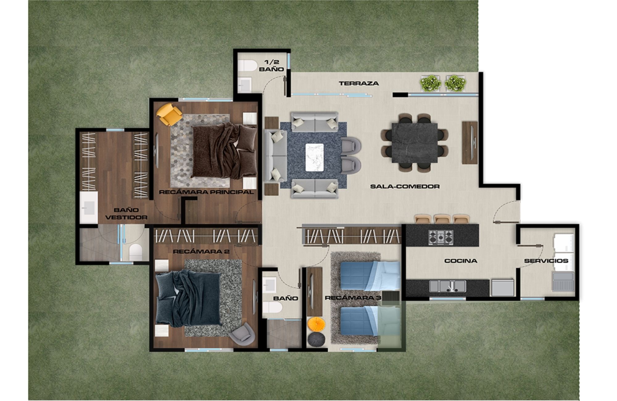 Apartment with park, yoga area, pool, gym, mini golf, pre-construction, for sale, Quer&eacute;taro.