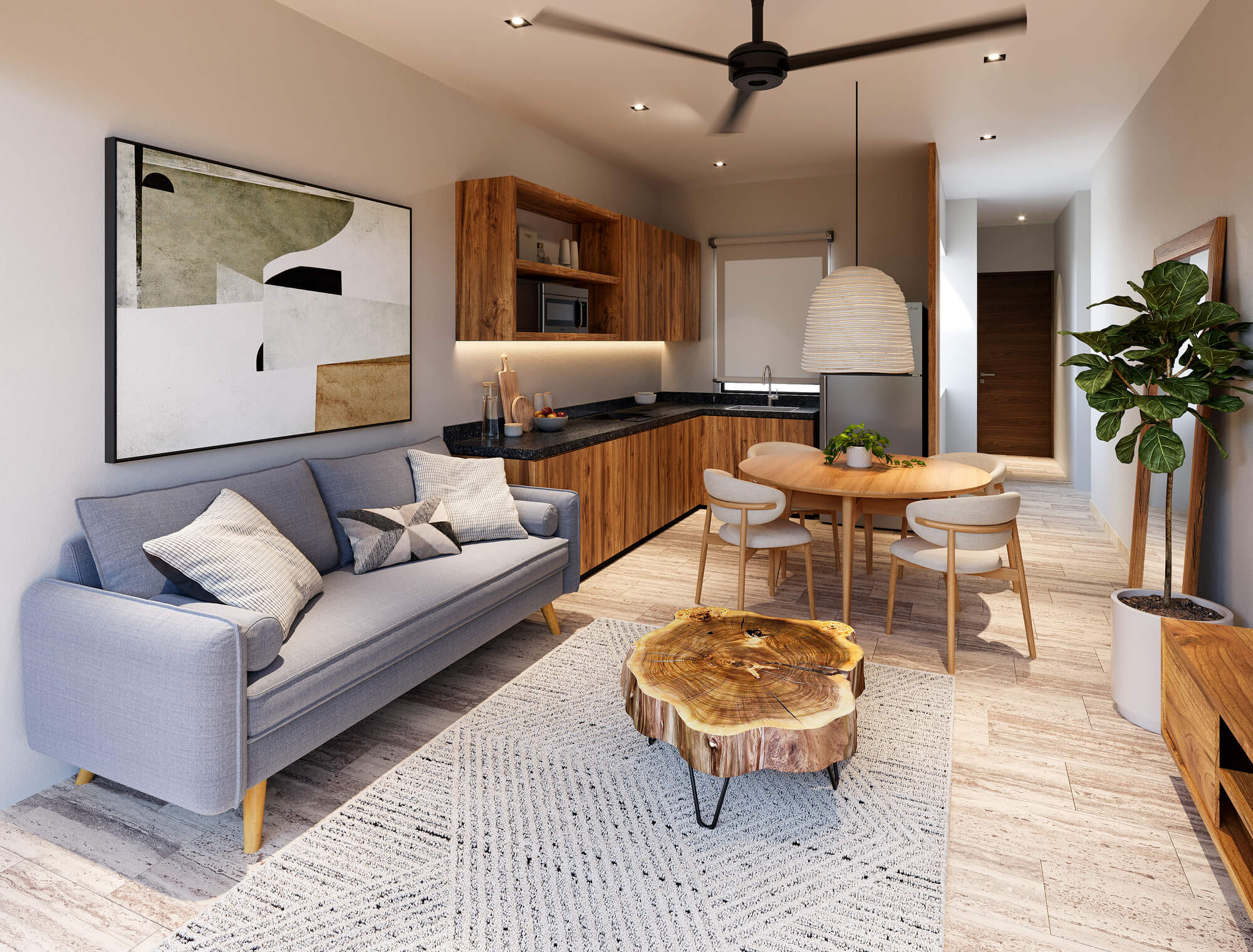 Apartment with terrace, large spaces, service room, for sale, Playa del Carmen