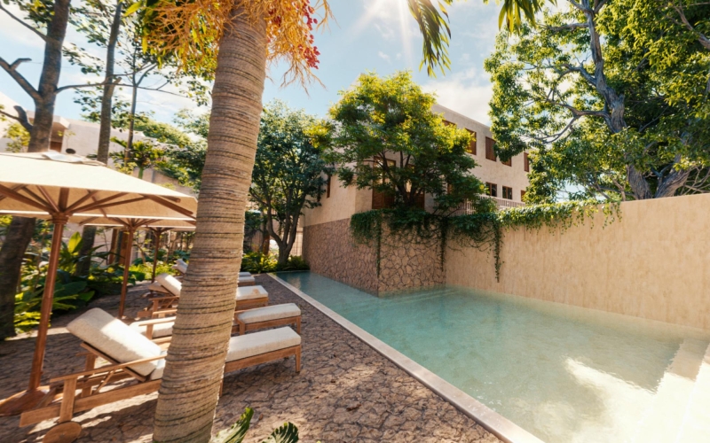 Apartment with private garden and terrace for sale in Merida Centro.