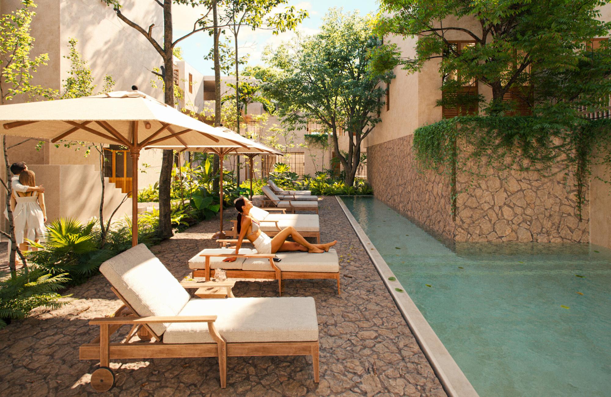 Large condo with garden, 258 m2, concierge &amp; driver, clubhousewith exclusive amenities, pre-construction for sale in Merida.