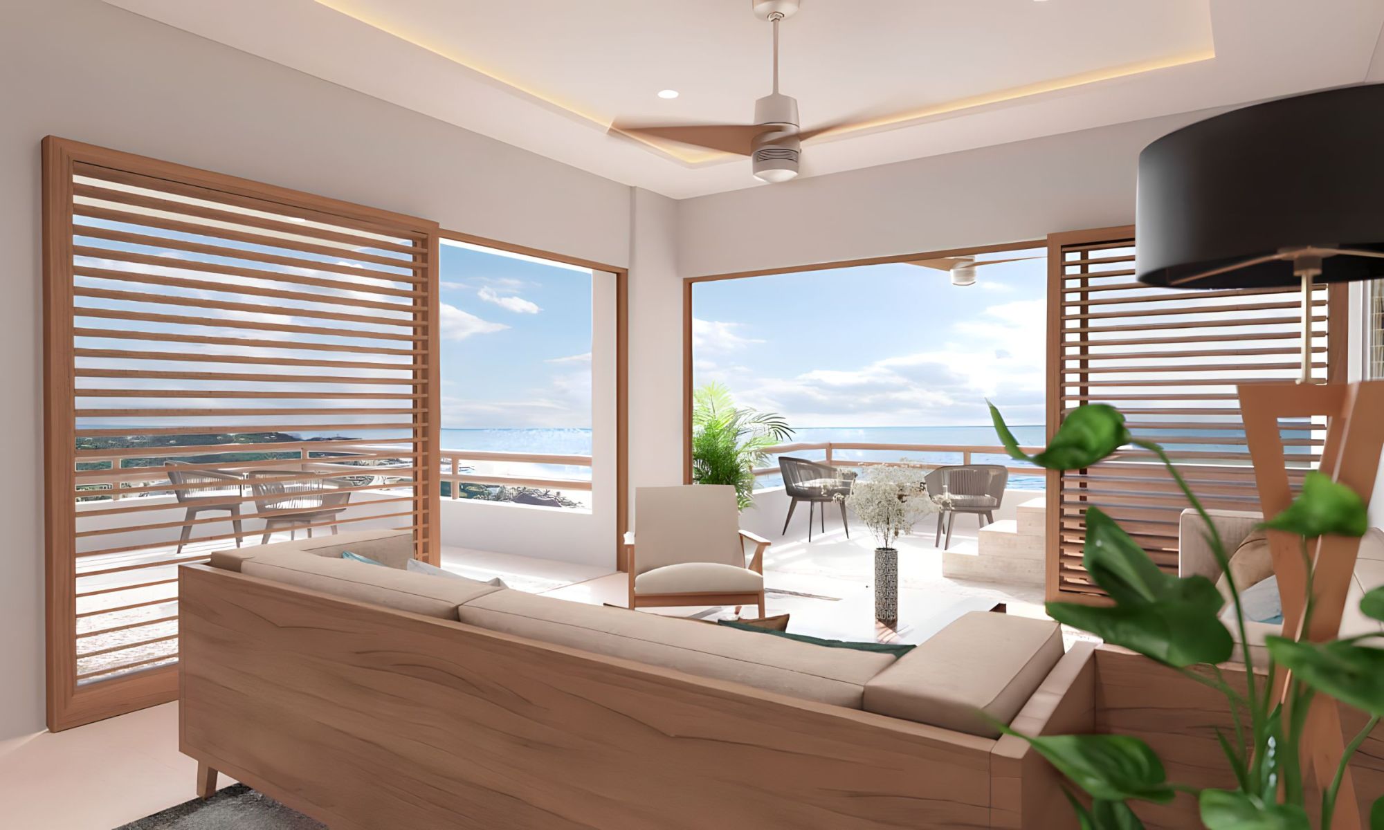 Ocean view penthouse with large terrace, service room with full bathroom, pool, near Arrocito beach, for sale in Huatulco