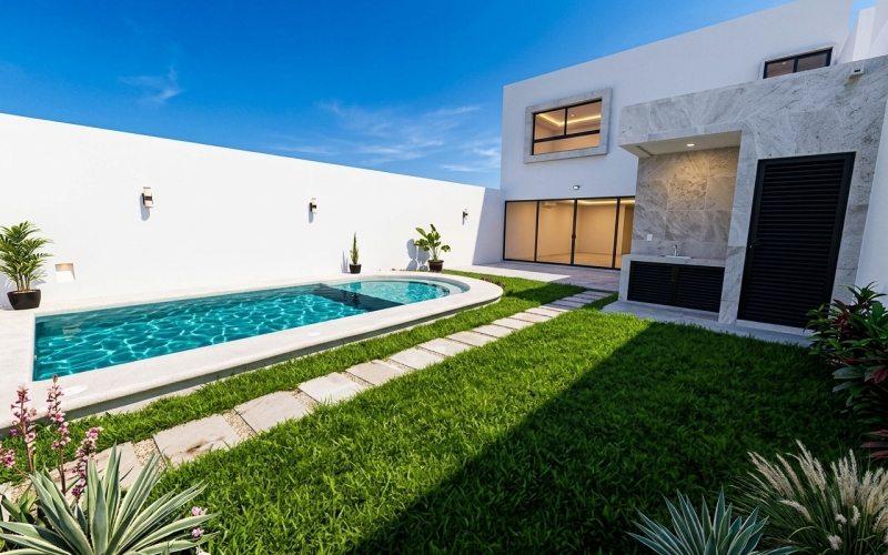 House with Balcony, Garden, and Private Pool for Sale