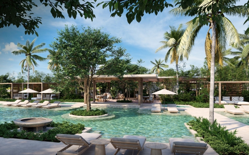 Apartment with terrace, golf course view, for sale in Playa del Carmen.