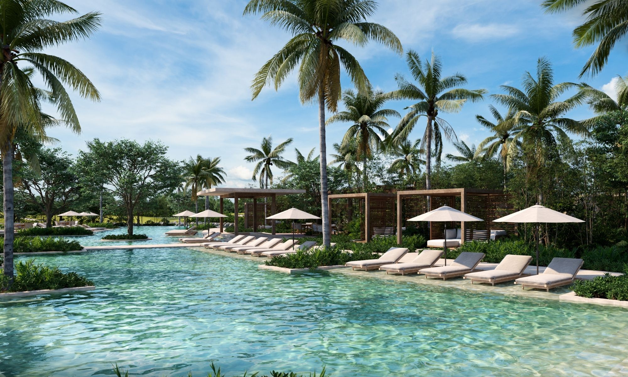 Departamento doble altura, con club de playa, campo de golf, + de 20 amenidades, en venta, Corasol, Playa del Carmen, pre-construccion.