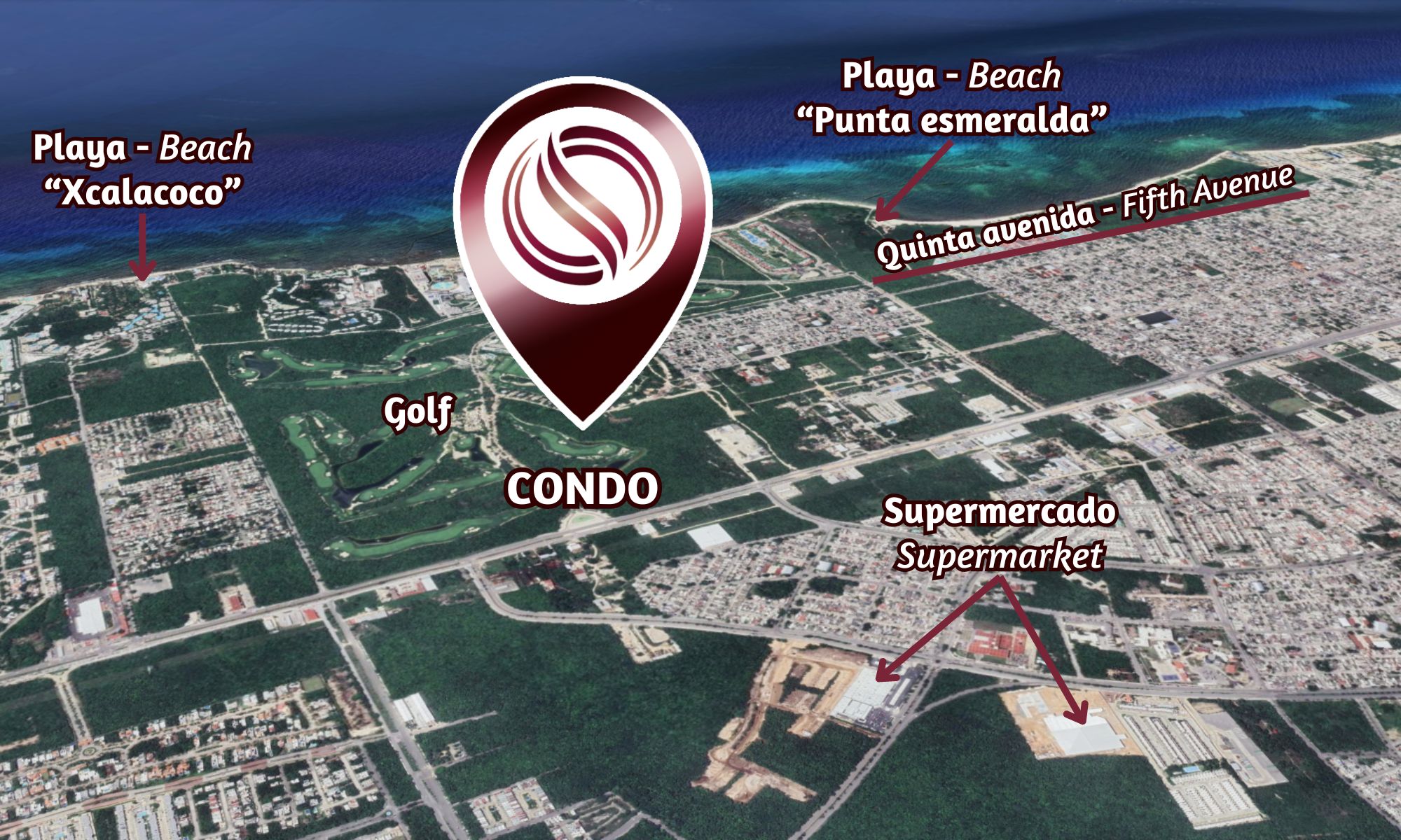 Golf course condominium, with clubhouse, cenotes, beach club, recreational parks, pre-construction for sale Playa del Carmen.