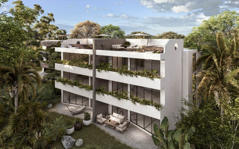 Condominium with garden, pool, paddle tennis court, North Hotel Zone, Cozumel.