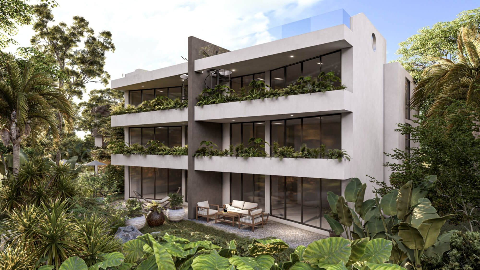 Apartment near the boardwalk, terrace with ocean view pool for sale Cozumel