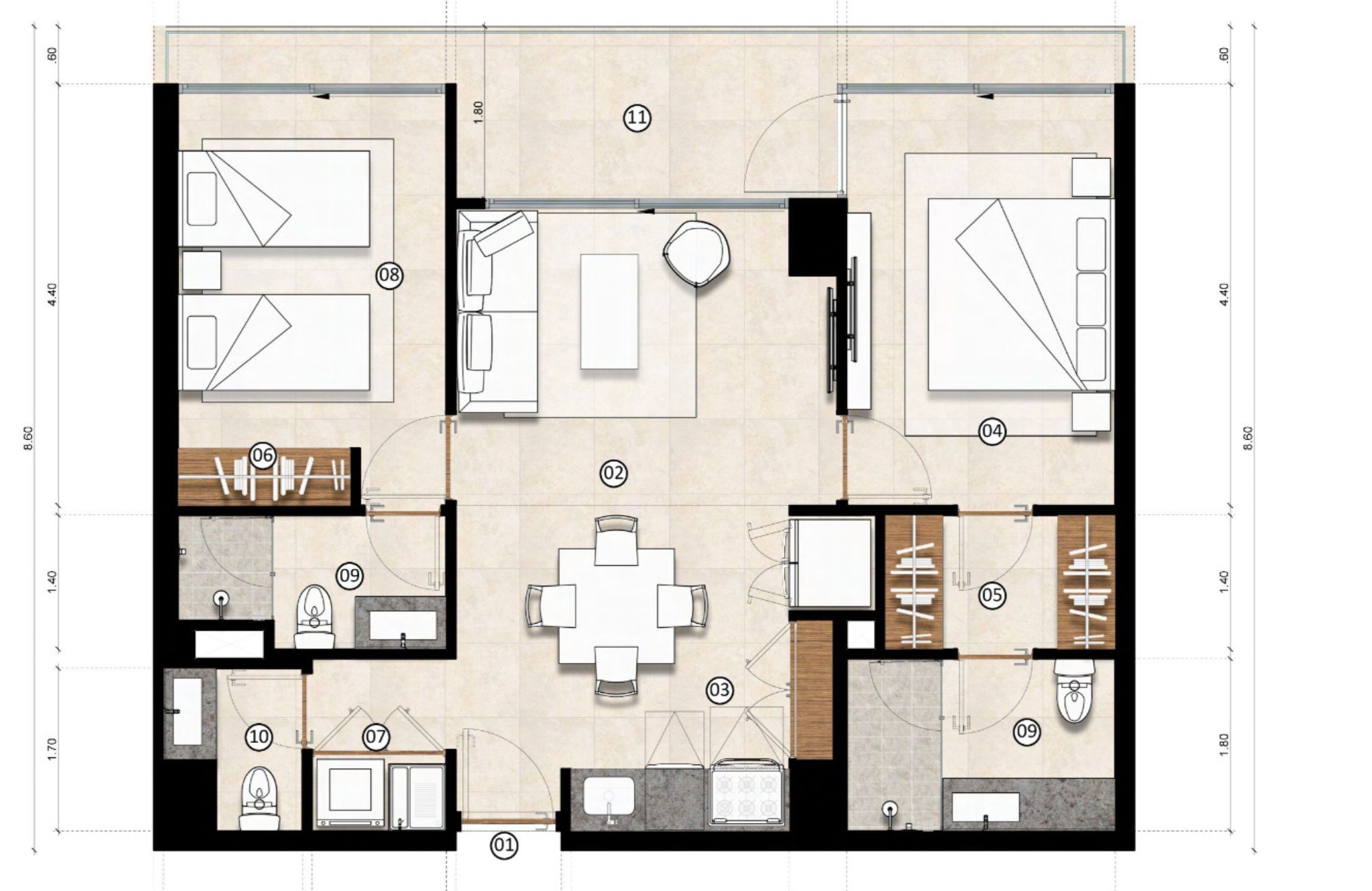 Apartment with swimming lane, jacuzzi, spa, pre-construction near Fifth Avenue