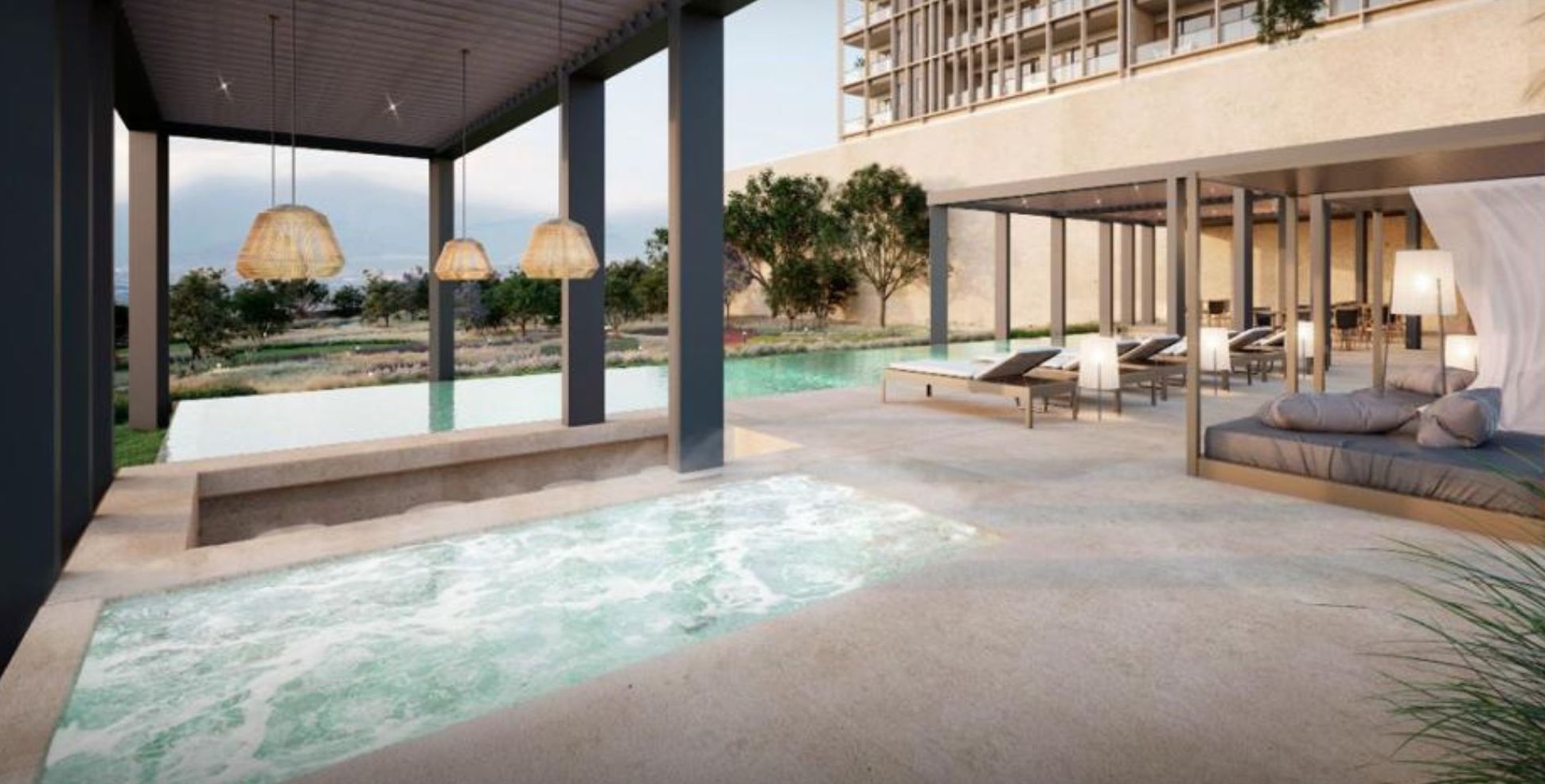 Departamento con dos terrazas, area de tv, cuarto de servicio con ba&ntilde;o propio, cuarto de lavado, alberca tipo infinity, jacuzzi, pre-constru