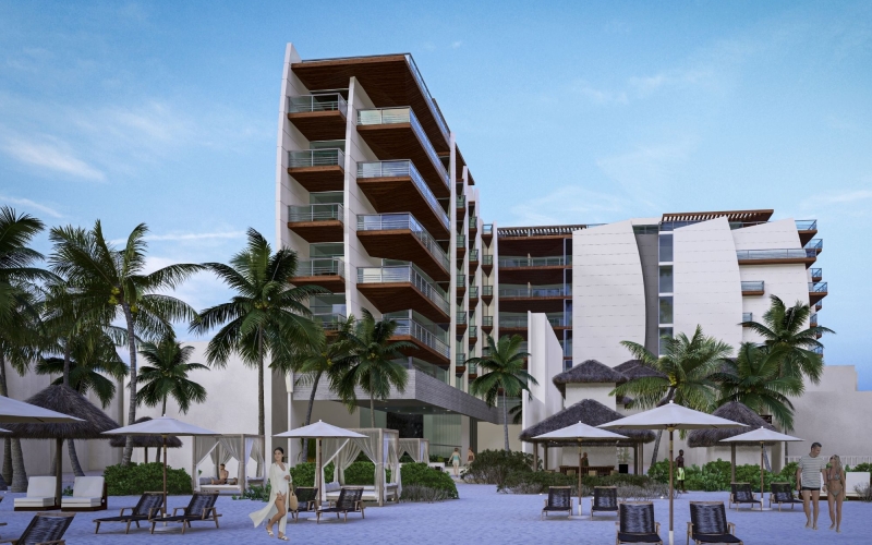 Oceanfront condominium with two terraces, pre-sale Playa del Carmen.
