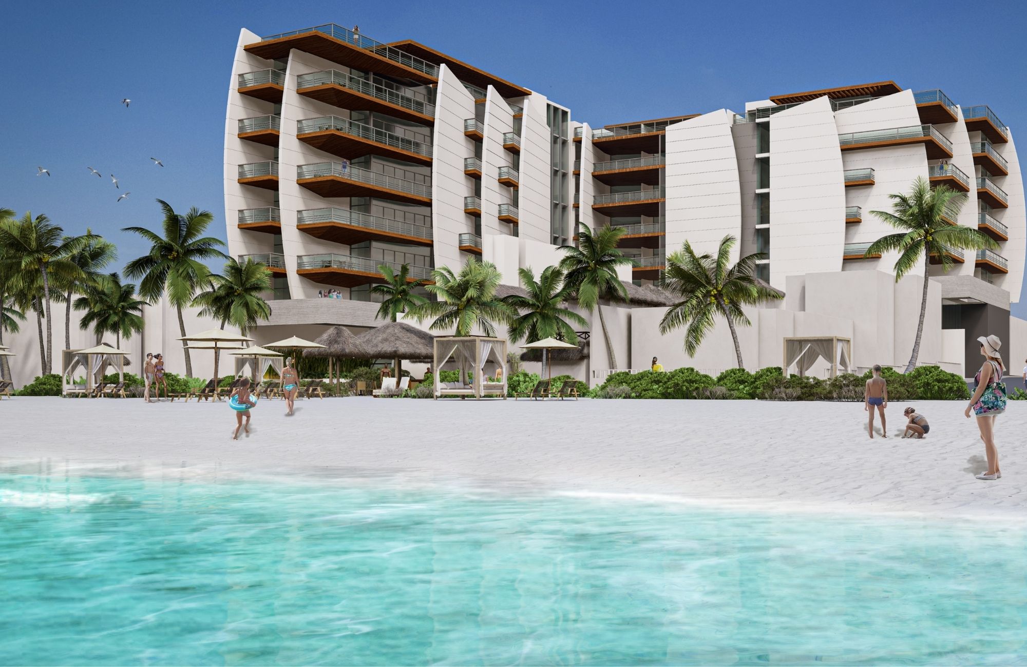Beachfront condo with beach club, clubhouse, amenities for the whole family in luxury residential, pre-construction, for sale Corasol Playa