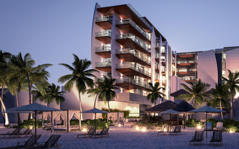 Penthouse de dos pisos frente al mar, con alberca, pre-venta Playa del Carmen.