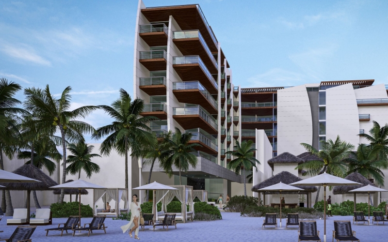 Oceanfront penthouse with pool and rooftop, pre-sale Playa del Carmen.