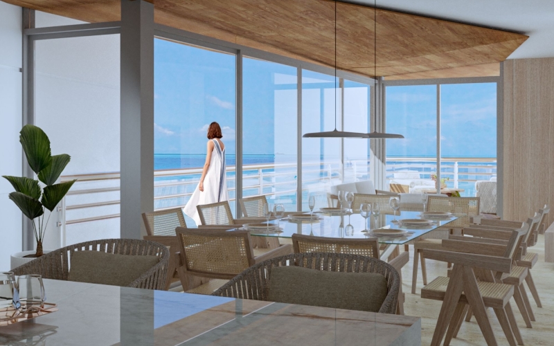 Penthouse with pool and rooftop, oceanfront, pre-sale Playa del Carmen.