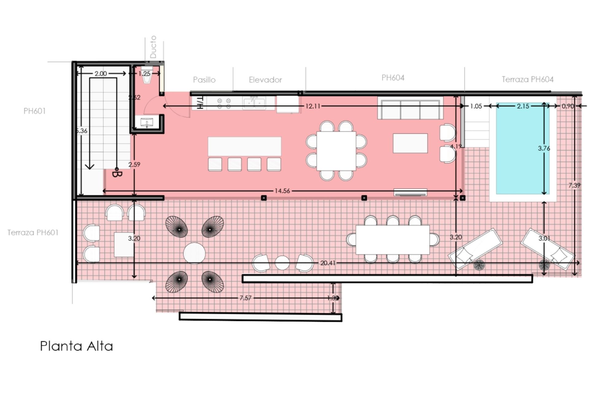 Two-story oceanfront penthouse with pool, pre-sale Playa del Carmen.