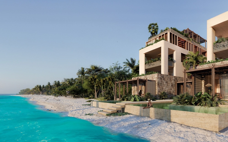 Oceanfront apartment with private pool and terrace, pre-construction Tulum.