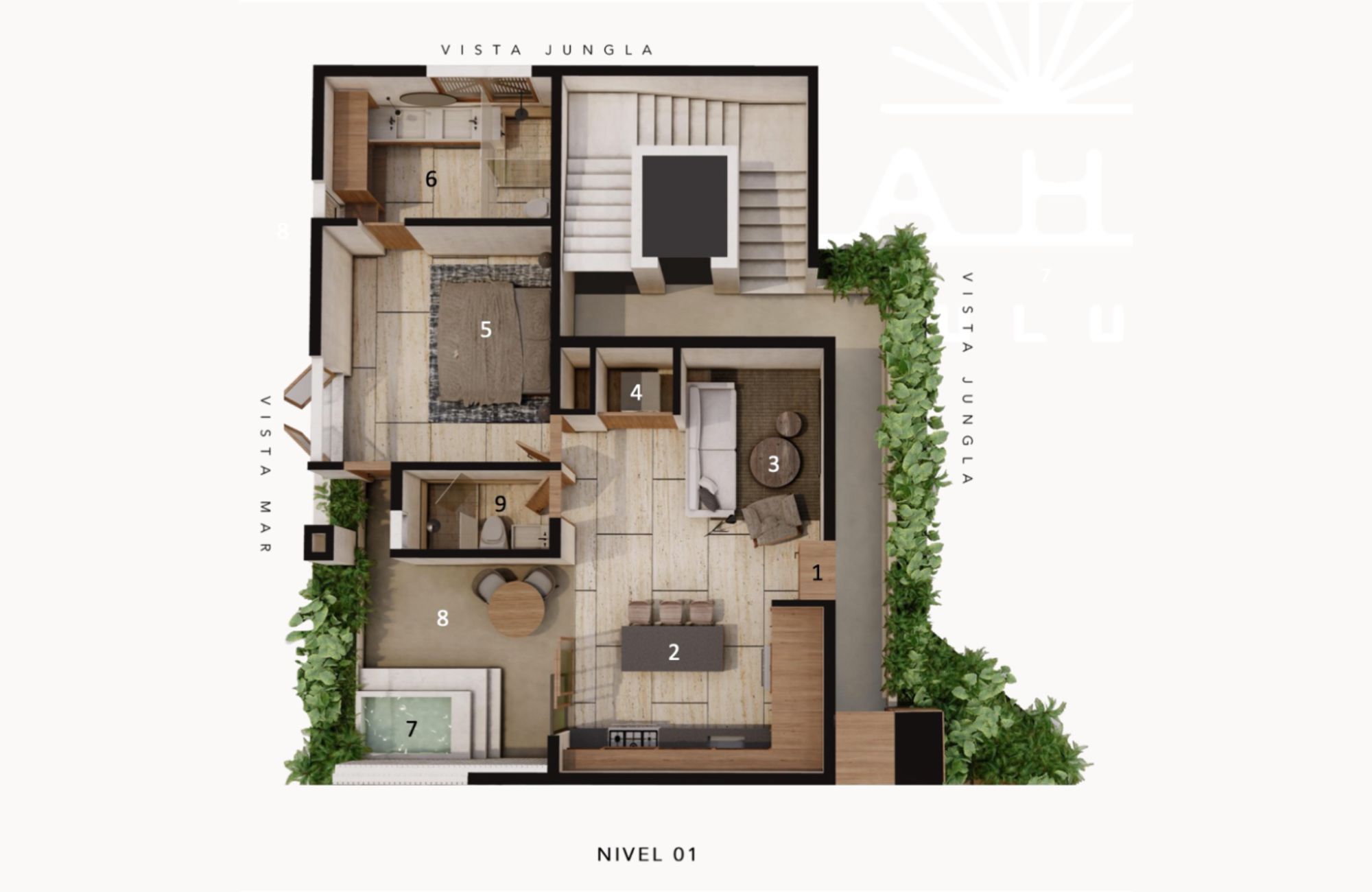 Second floor apartment with private pool, luxury finishes for sale in pueblo Zama, Tulum.