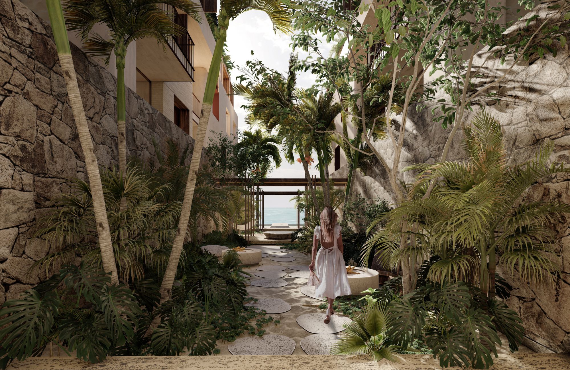 condo with oceanfront pool, pool bar, Iconic desig building, Eco friendly, for sale in Tulum.