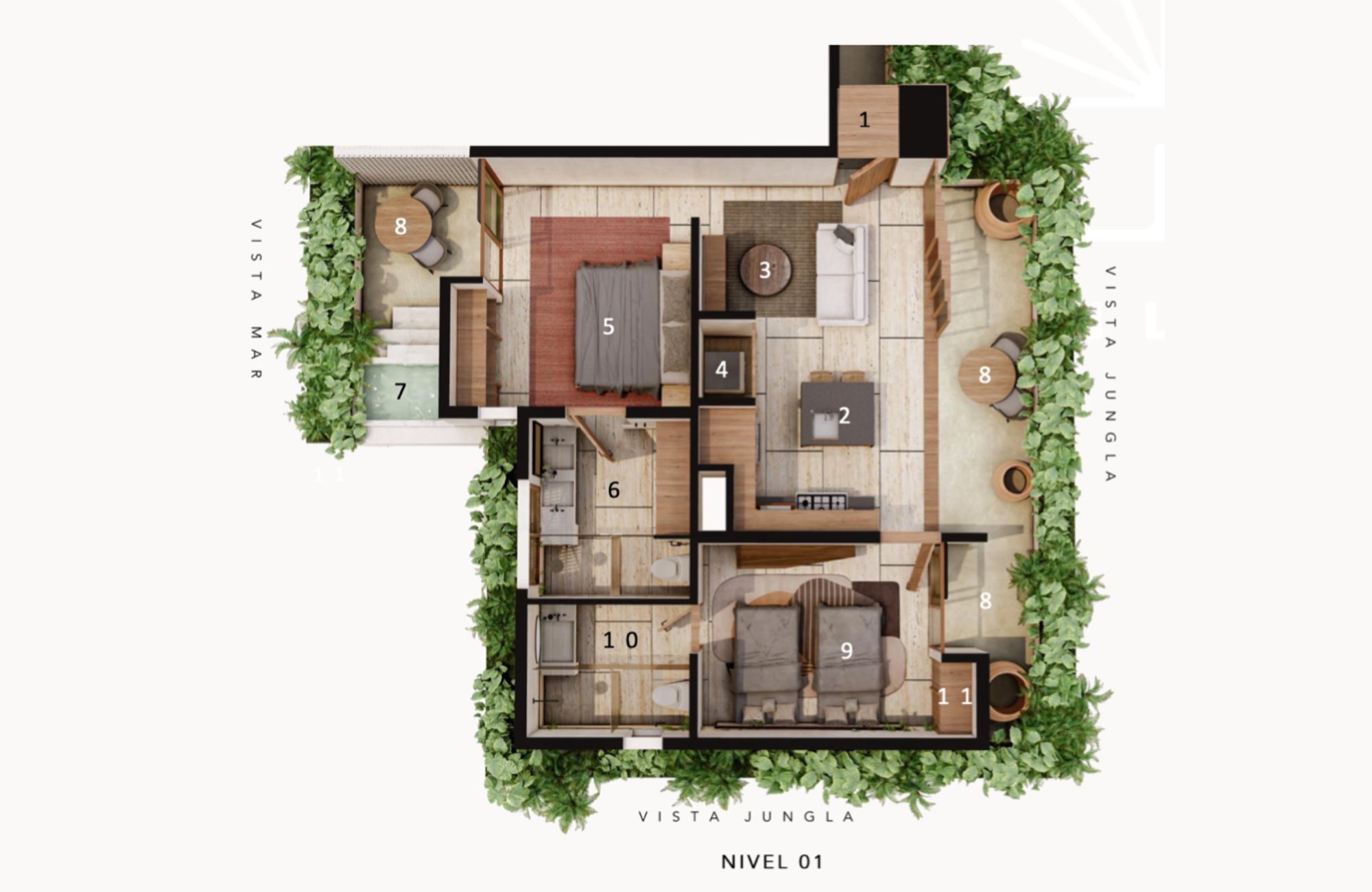 condo with oceanfront pool, pool bar, Iconic desig building, Eco friendly, for sale in Tulum.