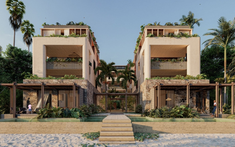 Oceanfront apartment, private pool, terrace, lock off, pre-sale Tulum.