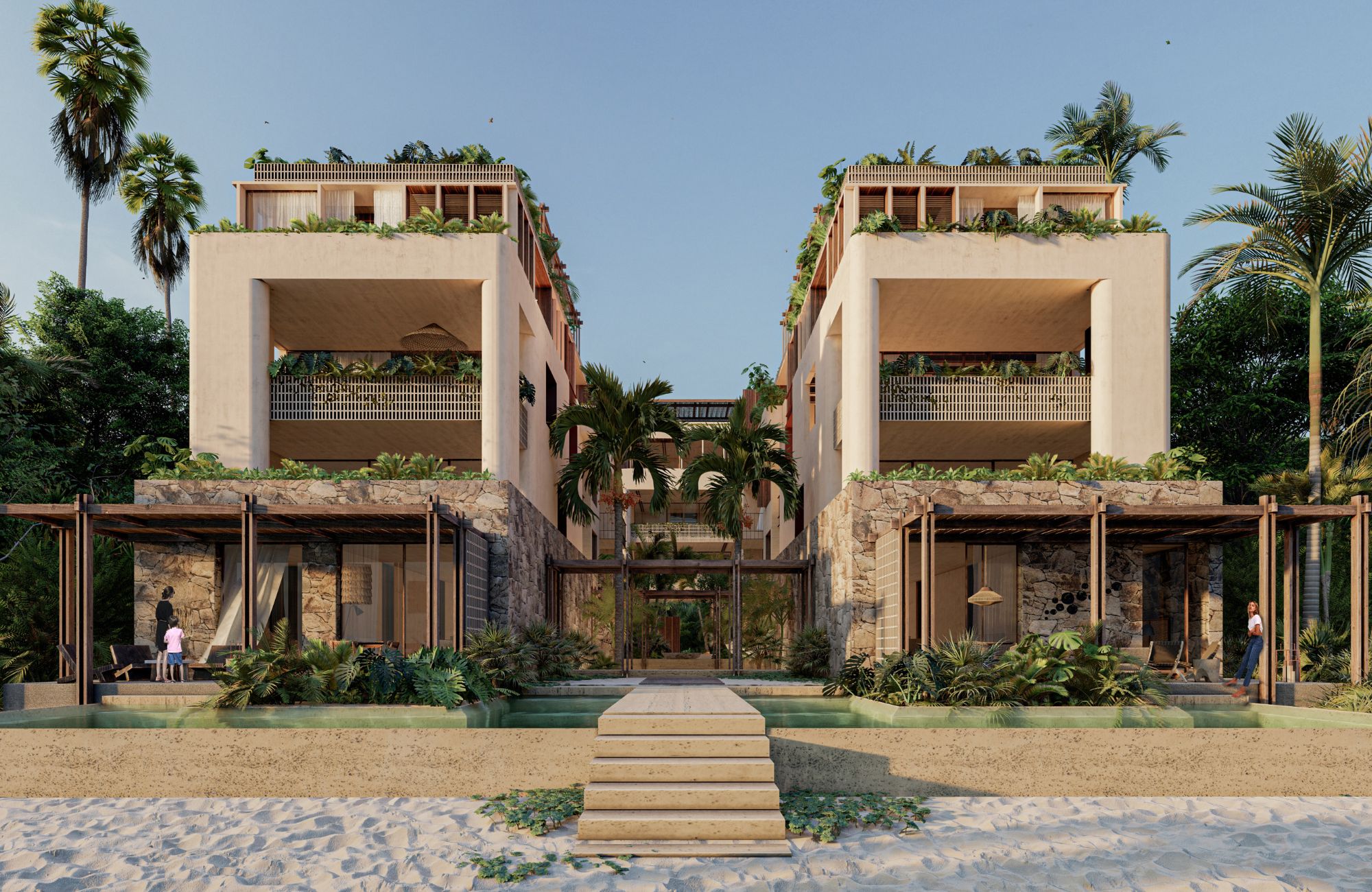 Penthouse with unique design, plunge pool, fire pit, 150 m2 terrace, 2 terraces, spa, restaurant, art gallery, luxury hotel, for sale Tulum