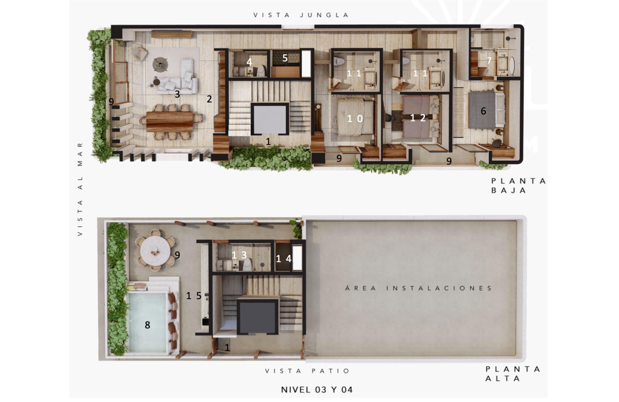 Penthouse with unique design, plunge pool, fire pit, 150 m2 terrace, 2 terraces, spa, restaurant, art gallery, luxury hotel, for sale Tulum