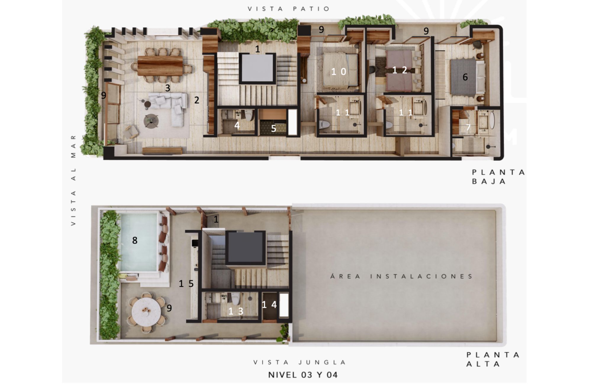 Sculpture for living, penthouse with iconic design, plunge pool, fire pit, 112 m2 terrace, spa, restaurant, art gallery, luxury hotel, for s