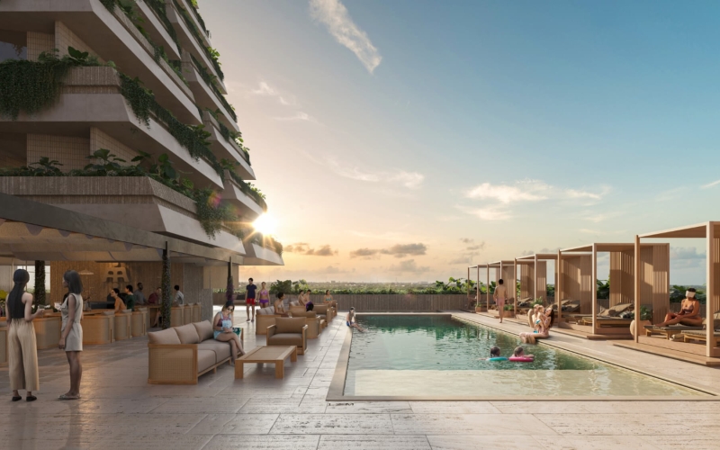 Studio with terrace, pool, golf simulator, running track for sale North Zone, Merida.