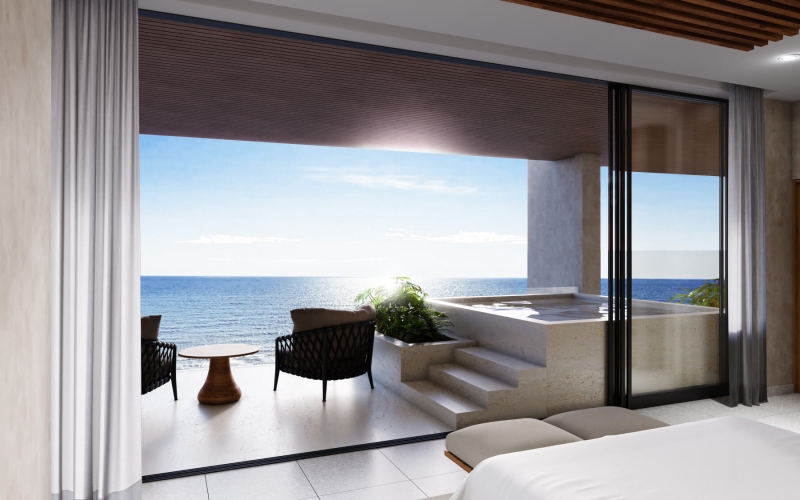 Ocean view condo with beach club,  bocce ball ,for sale Chicxulub Puerto, Merida