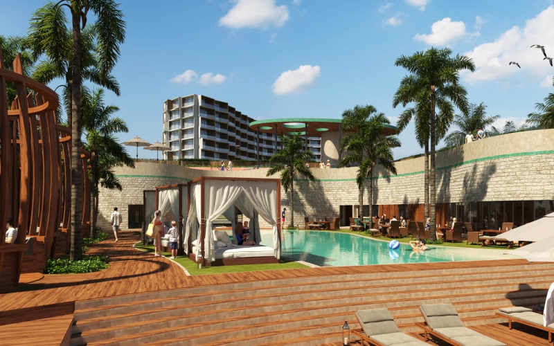 Condo with beach club, ocean view,  bocce ball , for sale Chicxulub Puerto, Yucatan