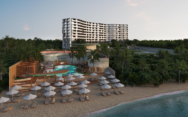 Condominium with beach club, ocean view,  bocce ball, for sale Chicxulub Puerto, Merida.