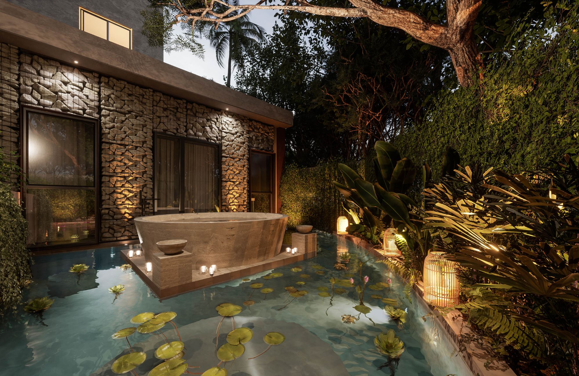 Beachfront house for sale Tulum, in Tankah Bay, pool and 25 meter beach.