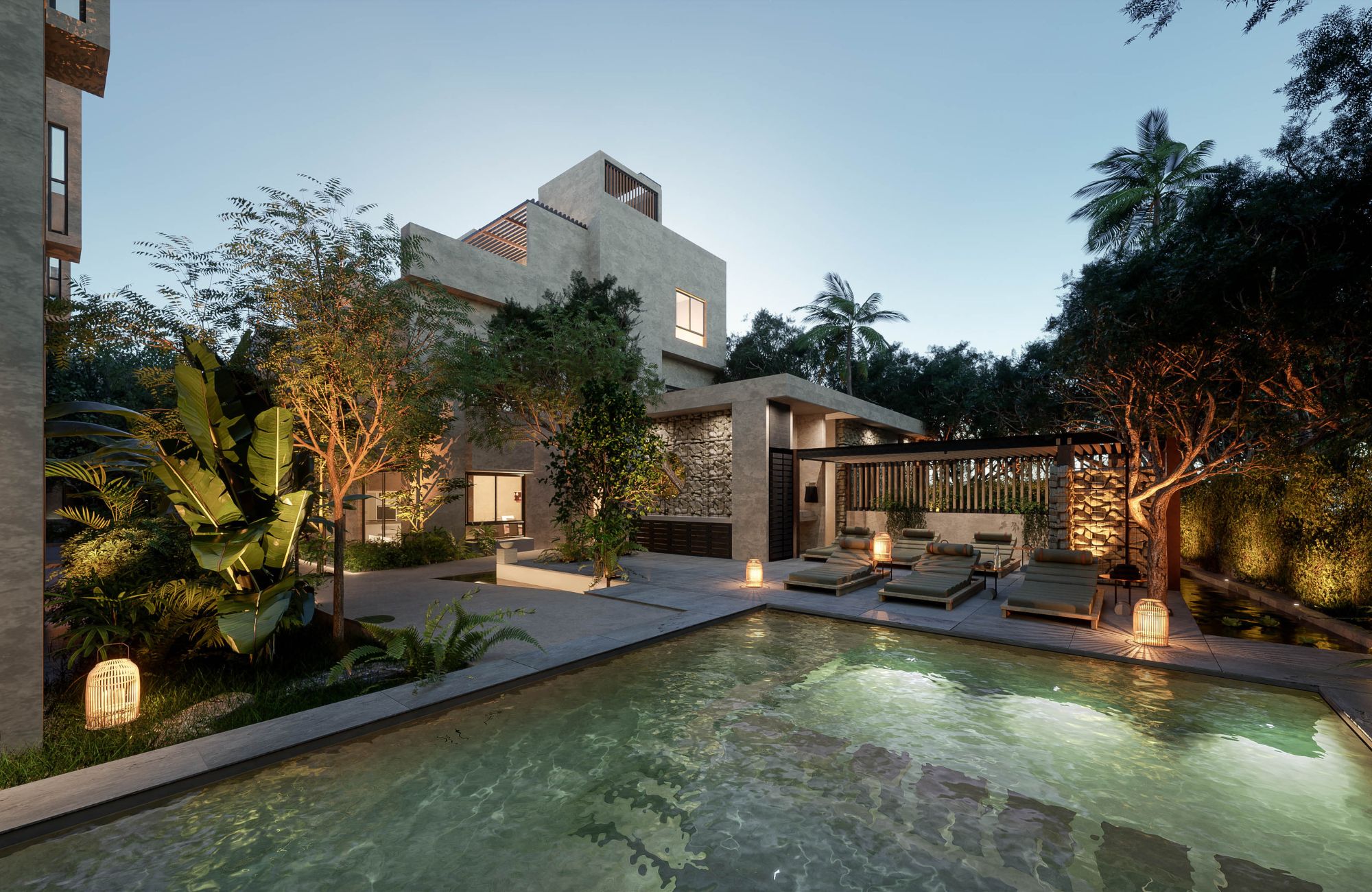Double-height villa with pool, in Selvazama, with amenities, for sale Tulum.