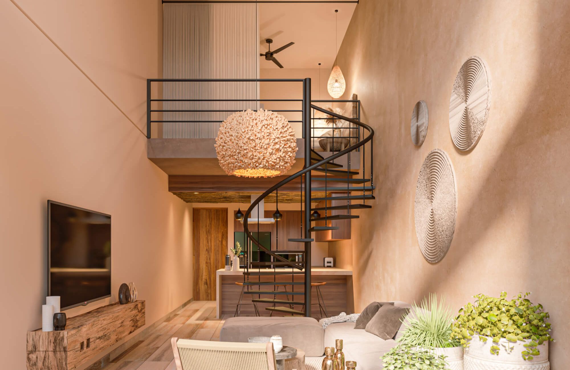 Green view condo with 32 m2 private garden, direct access to the pool from your terrace (swim up), gym, zen or yoga area, business center, Aldea Zama Neighborhood, Tulum for sale.