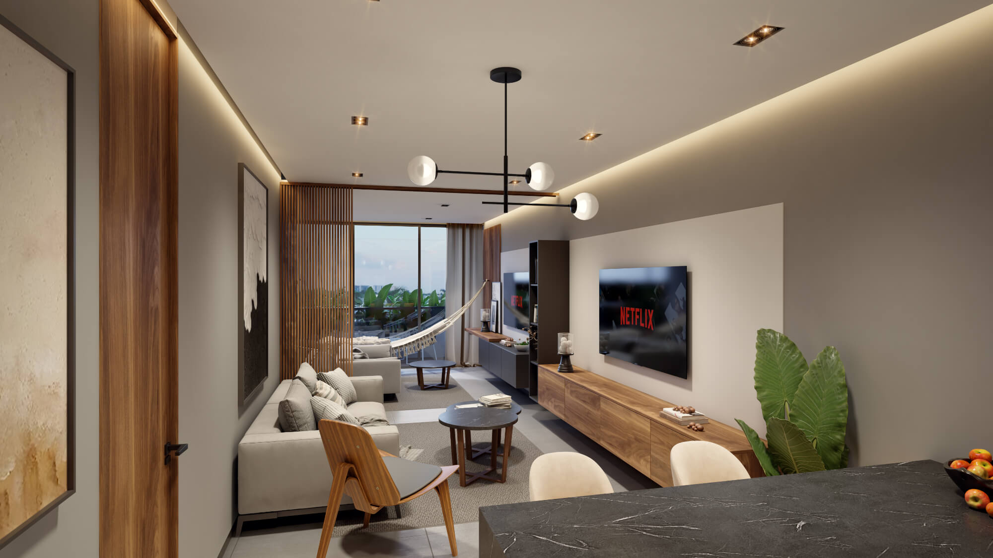 Studio with terrace, pool, golf simulator, running track for sale North Zone, Merida.