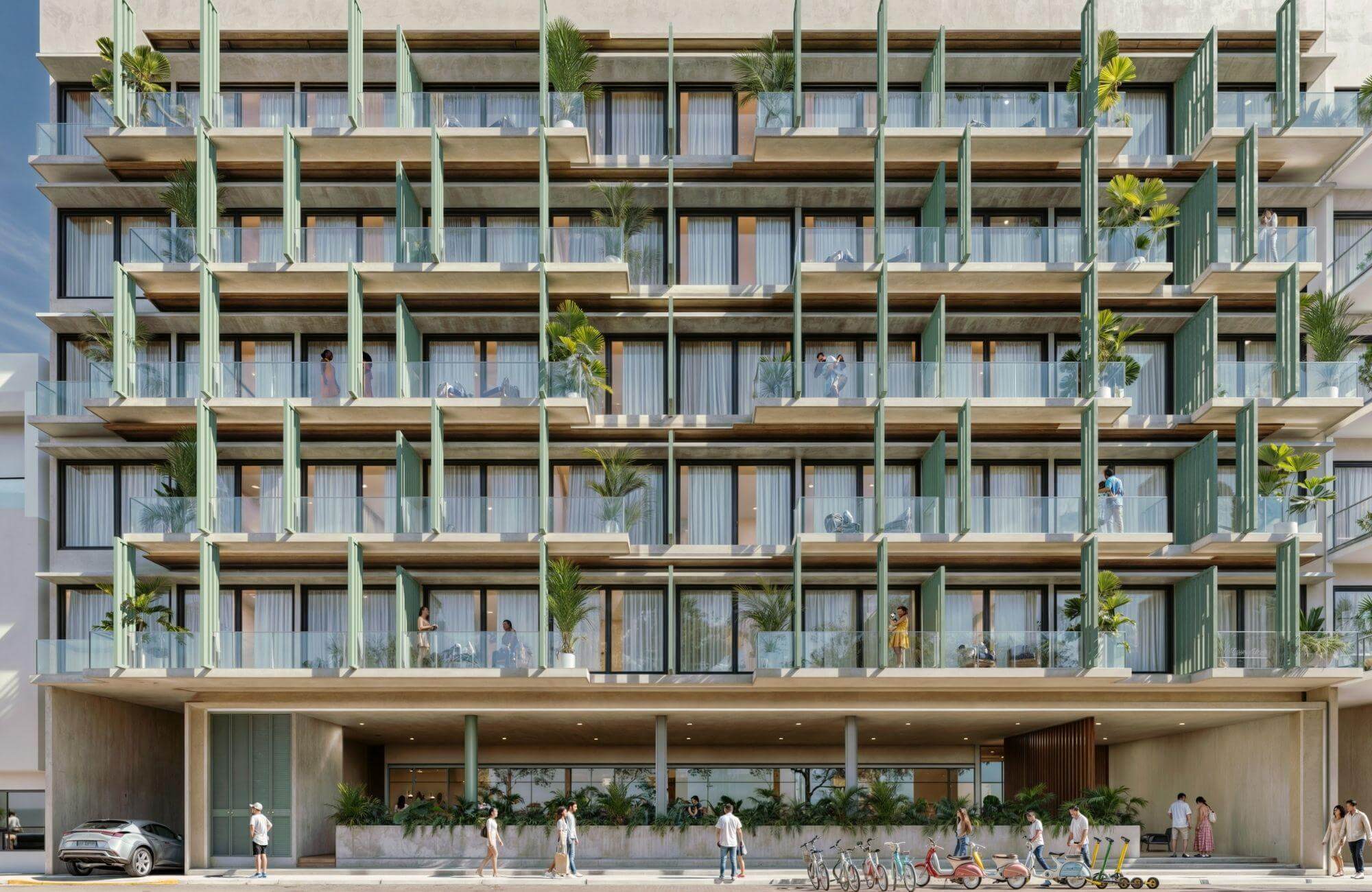 Apartment with private garden lock off system, ocean view from rooftop, 190 meters from the beach, pool view.