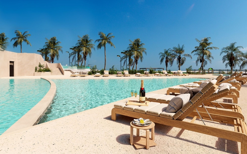 Departamento con vistas al mar y a la marina, muelle, golf, marina en venta en Puerto Canc&uacute;n.