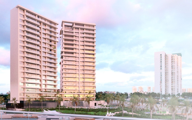 Apartamento con vista al mar y la marina en venta Puerto Cancun.